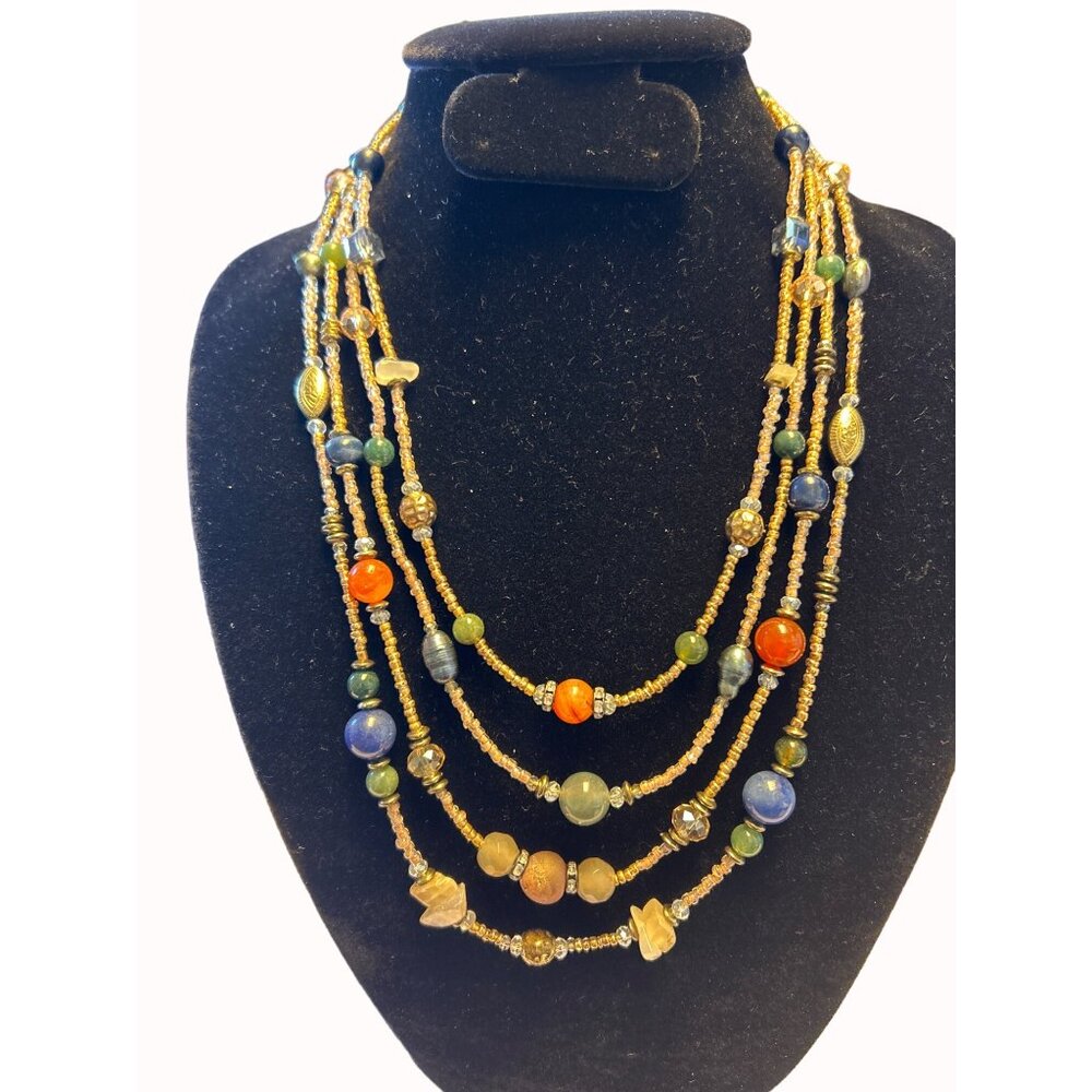 A vibrant Four Strand Colorful Beaded Necklace SKU 188